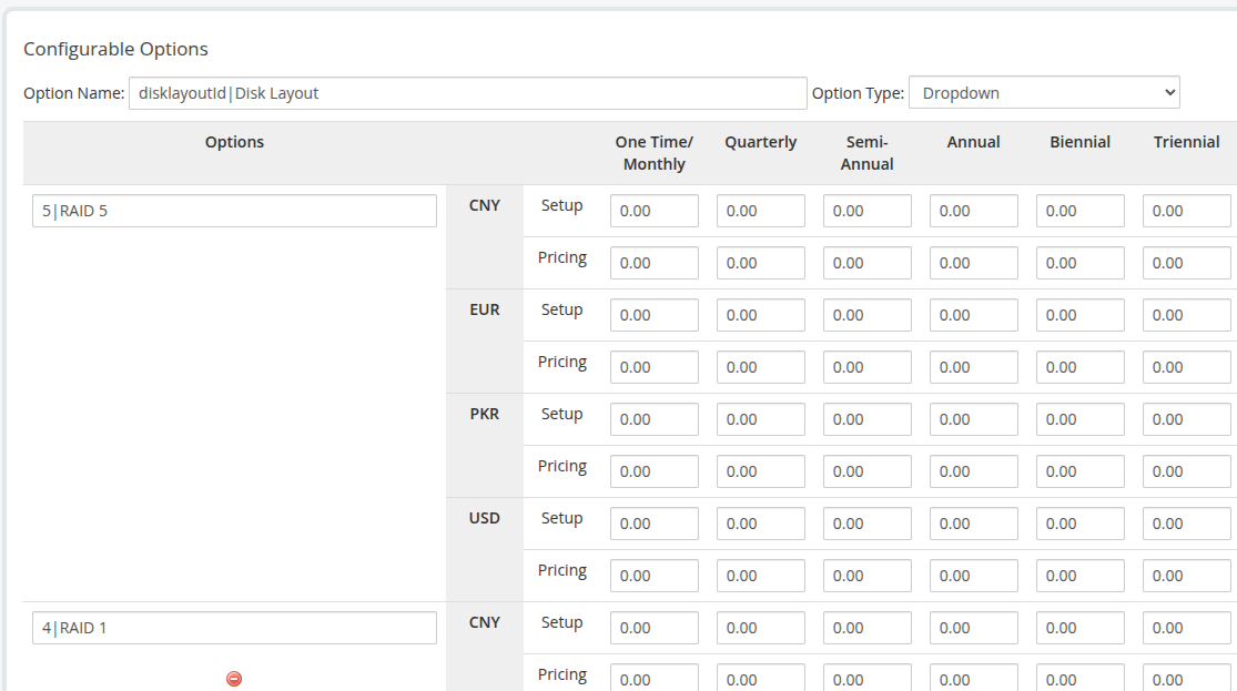 Disk layout configurable option