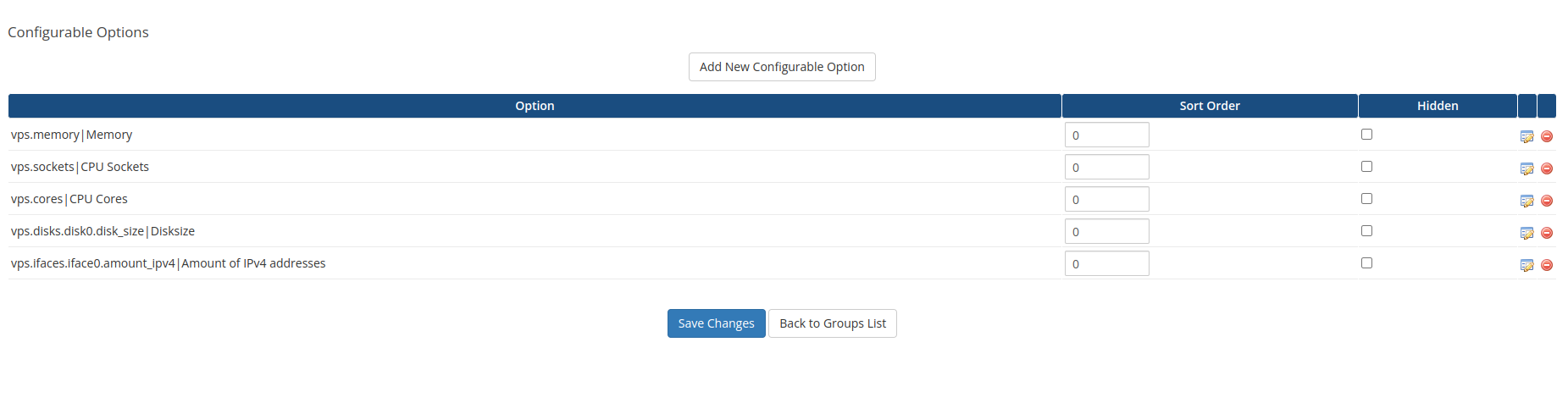 Example Configurable Option Group
