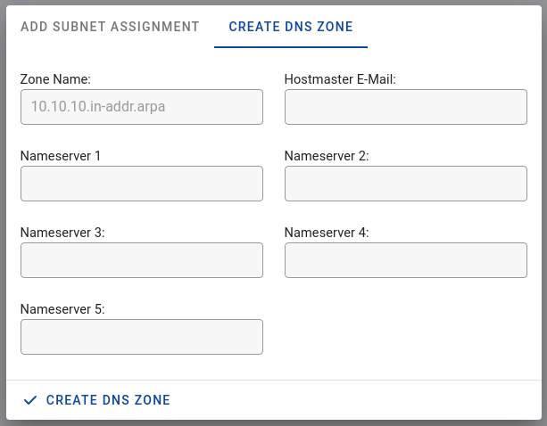 Create RDNS Zone